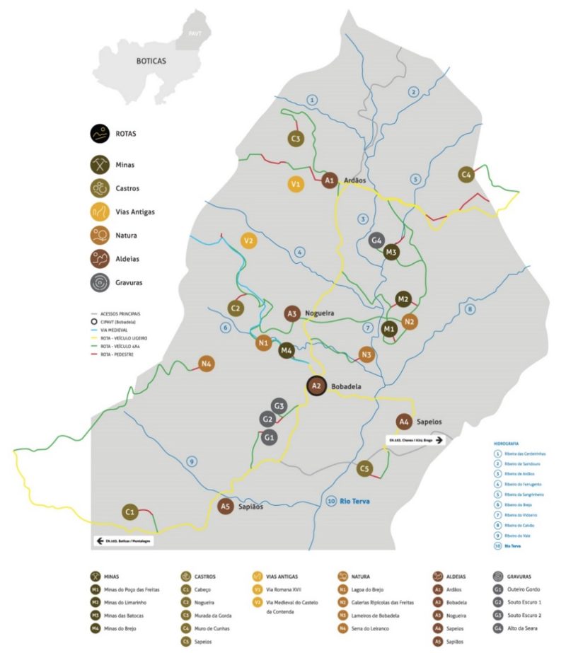 Mapa do Parque Arqueológico do Vale do Terva